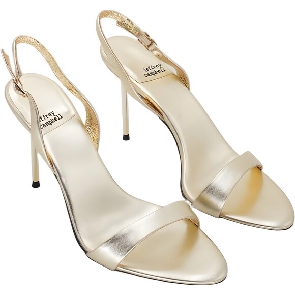 Jeffrey Campbell Go Getter Metallic Slingback Dress Sandals Gold US 10M - Picture 4 of 6